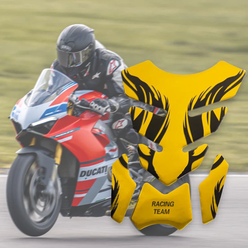 Motorcycle Fuel Tank 3D Gel Pad Protector Yellow Decal Sticker Universal - Image 7