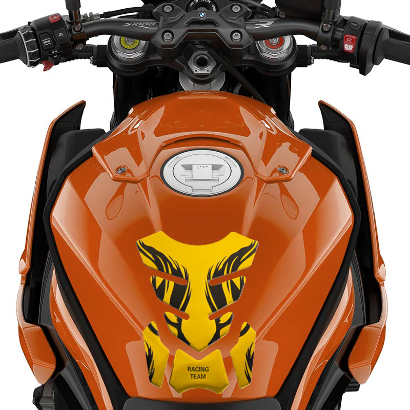 Motorcycle Fuel Tank 3D Gel Pad Protector Yellow Decal Sticker Universal - Image 9