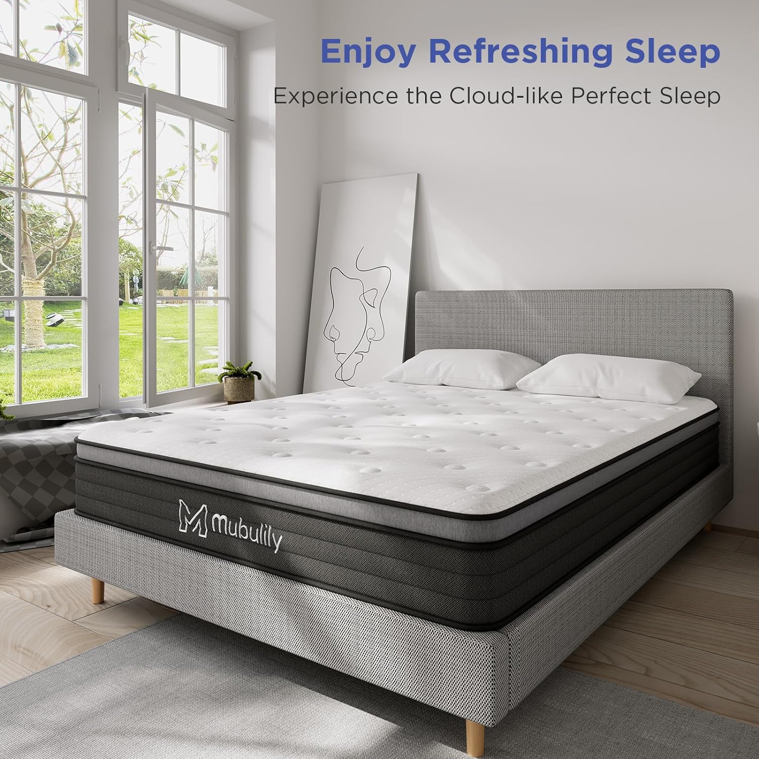 Mubulily Queen Mattress,12 Inch Hybrid Mattress with Gel Memory Foam, Motion Isolation Individually Wrapped Pocket Coils Mattress, Fits All Bed Frames Mattress, Medium Firm Feel Mattresses - Image 14