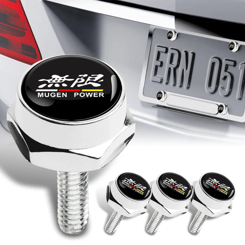 Mugen 2 pcs Stainless Steel License Plate Frame with Caps Bolt Screw Set - Image 8