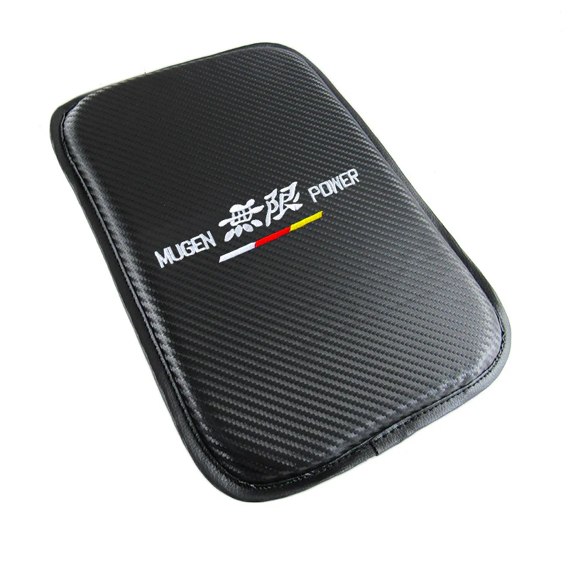 Mugen Car Center Console Armrest Cushion Mat Pad Cover Stitched Embroidery Logo with LED Cup Coaster Set - Image 7