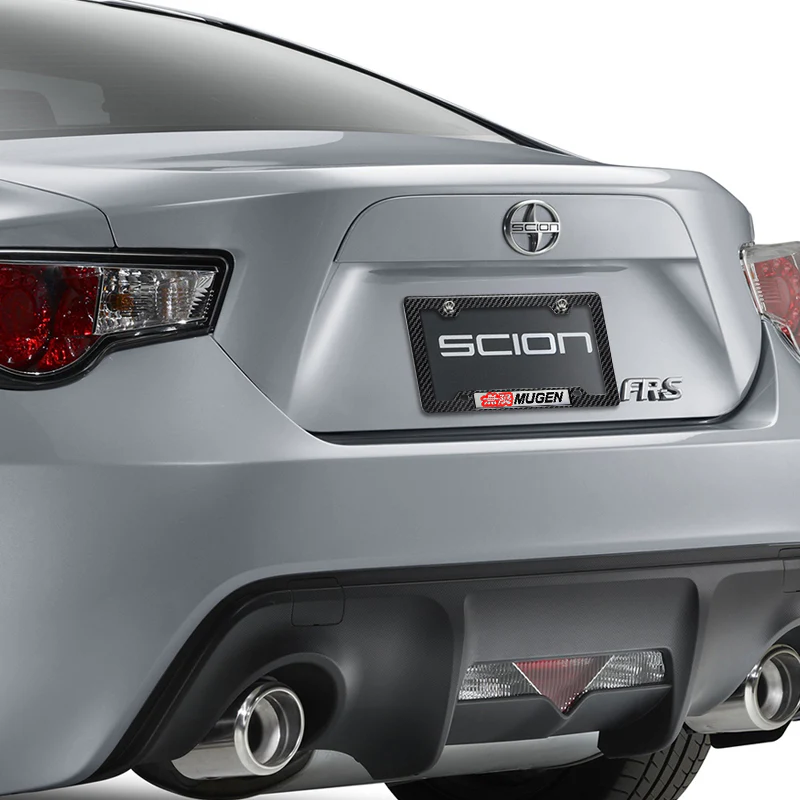 Mugen Carbon Fiber Look ABS License Plate Frame with Emblem x2 - Image 3