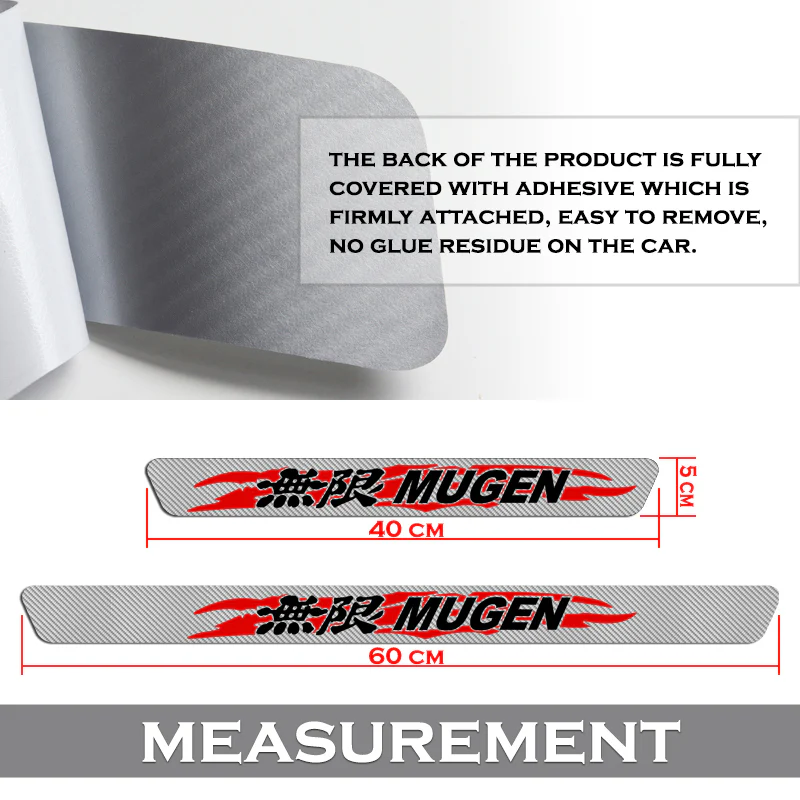 MUGEN Carbon Fiber Car Door Scuff Sill Cover Panel Step Protector For HONDA 4pcs Set - Image 2