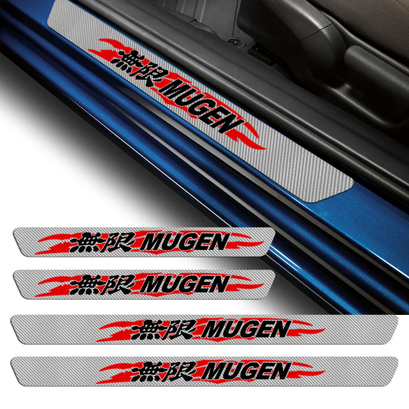 MUGEN Carbon Fiber Car Door Scuff Sill Cover Panel Step Protector For HONDA 4pcs Set - Image 4