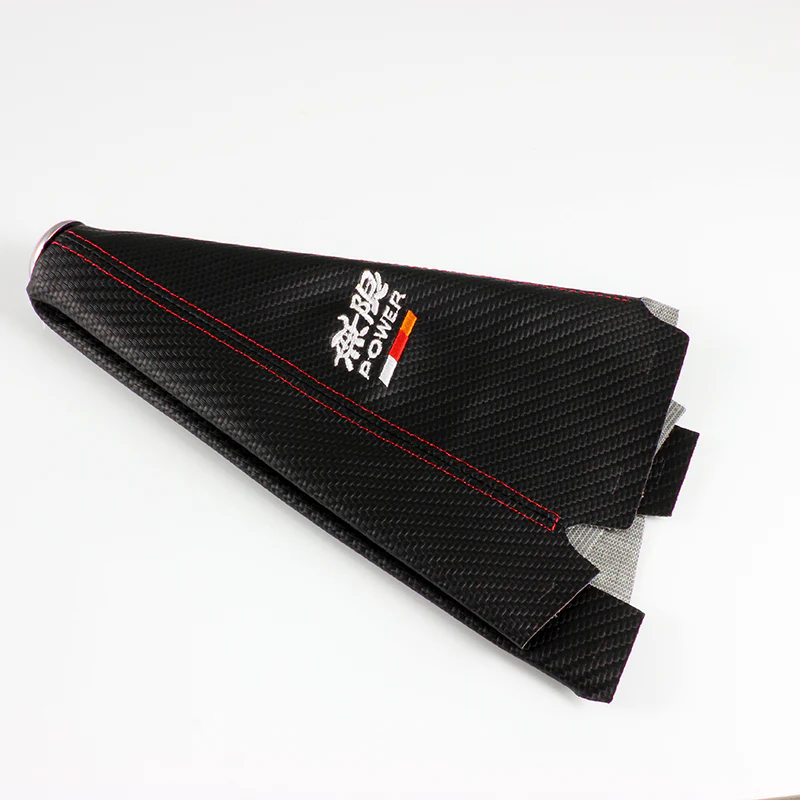 Mugen Red Stitched Black Carbon Fiber Look PVC Shifter Boot Cover - Image 4