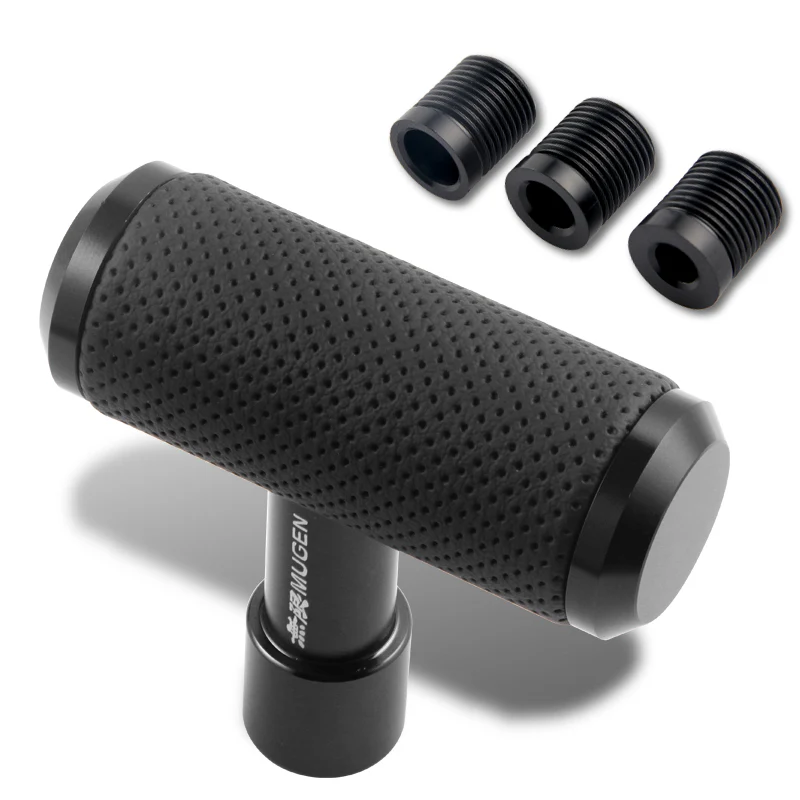 MUGEN Leather Car Shift Knob Aircraft Joystick Transmission Racing Gear Black - Image 3
