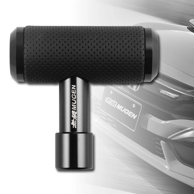MUGEN Leather Car Shift Knob Aircraft Joystick Transmission Racing Gear Black - Image 4