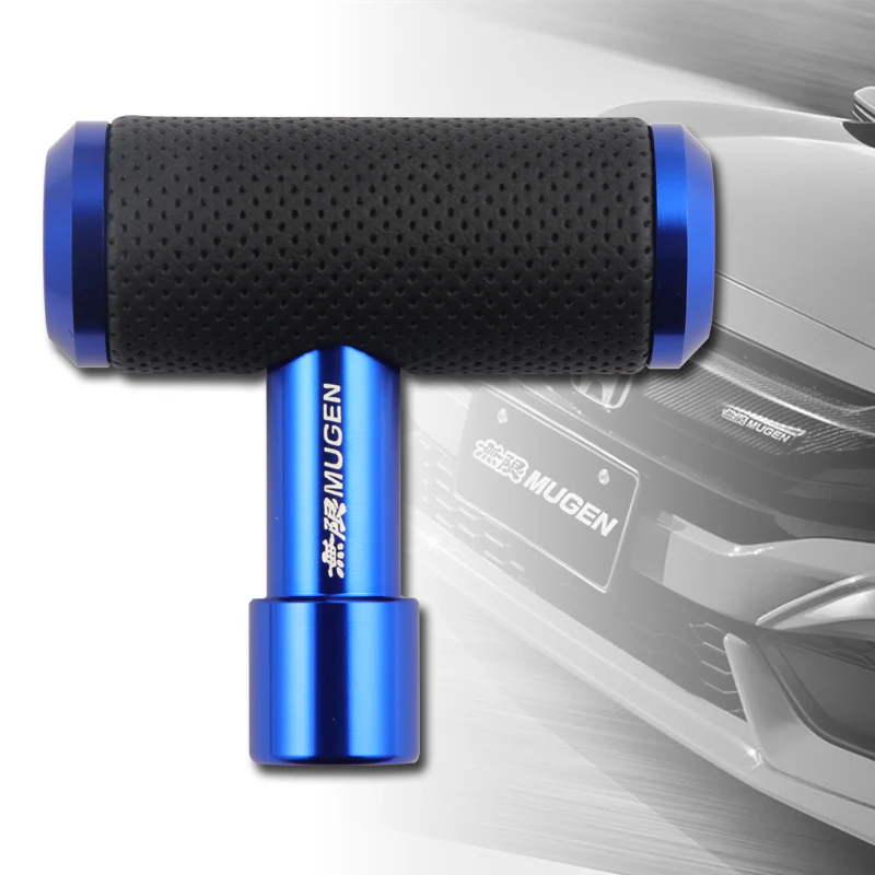 MUGEN Leather Car Shift Knob Aircraft Joystick Transmission Racing Gear Blue - Image 2