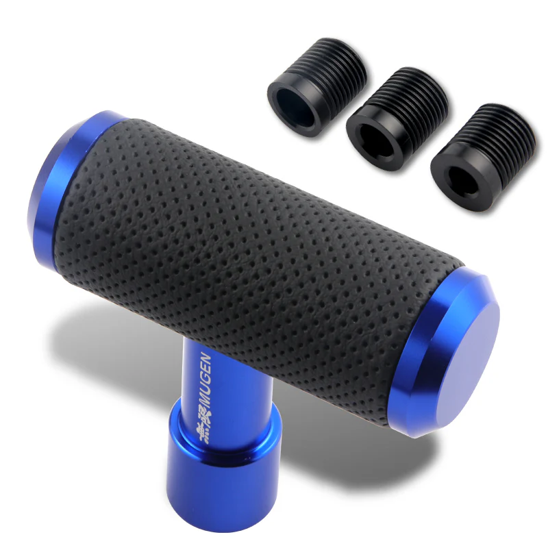 MUGEN Leather Car Shift Knob Aircraft Joystick Transmission Racing Gear Blue - Image 3