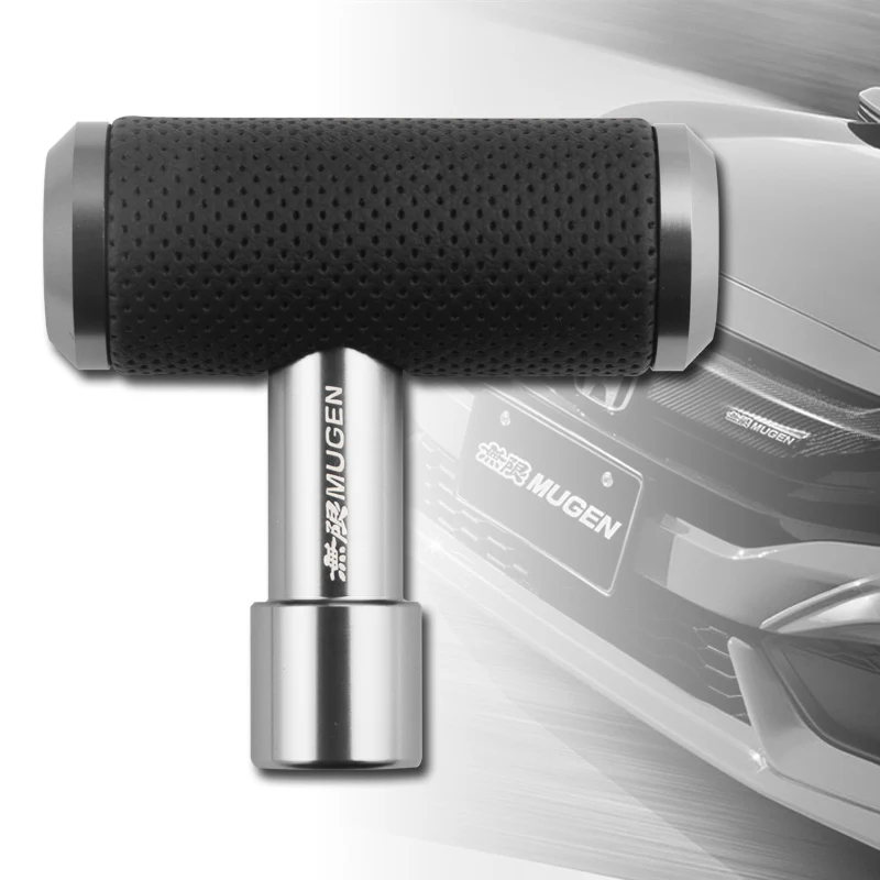 MUGEN Leather Car Shift Knob Aircraft Joystick Transmission Racing Gear Silver - Image 4