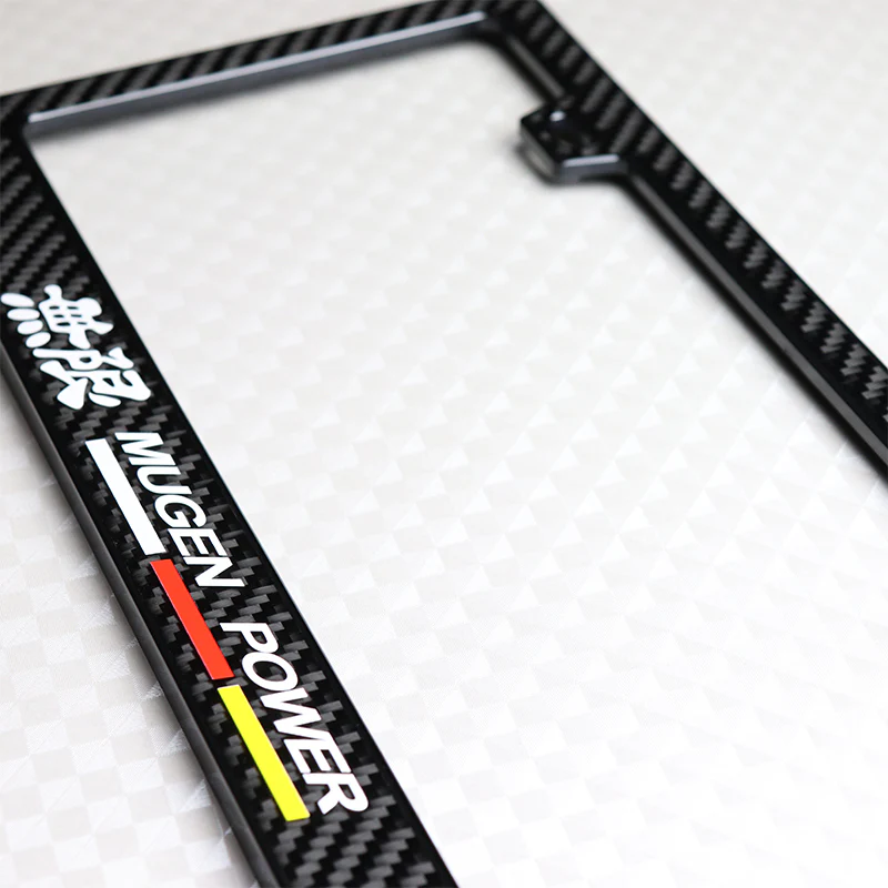 Mugen 100% Real Carbon Fiber License Plate Frame with Caps & Screws - Image 2