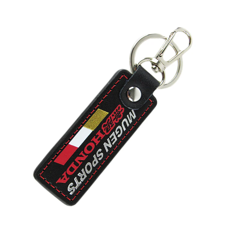MUGEN POWER SPORTS Honda 1 pc Black Leather Rectangle Key Fob Keyring Keychain Tag Lanyard Holder Clip New - Image 3