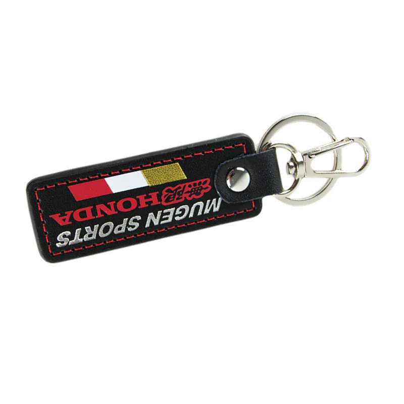MUGEN POWER SPORTS Honda 1 pc Black Leather Rectangle Key Fob Keyring Keychain Tag Lanyard Holder Clip New - Image 5