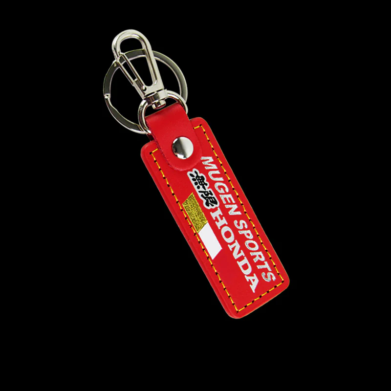 MUGEN POWER SPORTS Honda 1 pc Red Leather Rectangle Key Fob Keyring Keychain Tag Lanyard Holder Clip New - Image 6
