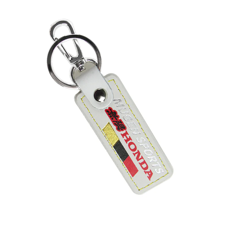 MUGEN POWER SPORTS Honda 1 pc White Leather Rectangle Key Fob Keyring Keychain Tag Lanyard Holder Clip New - Image 3
