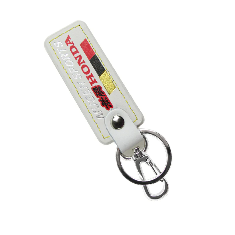 MUGEN POWER SPORTS Honda 1 pc White Leather Rectangle Key Fob Keyring Keychain Tag Lanyard Holder Clip New - Image 6