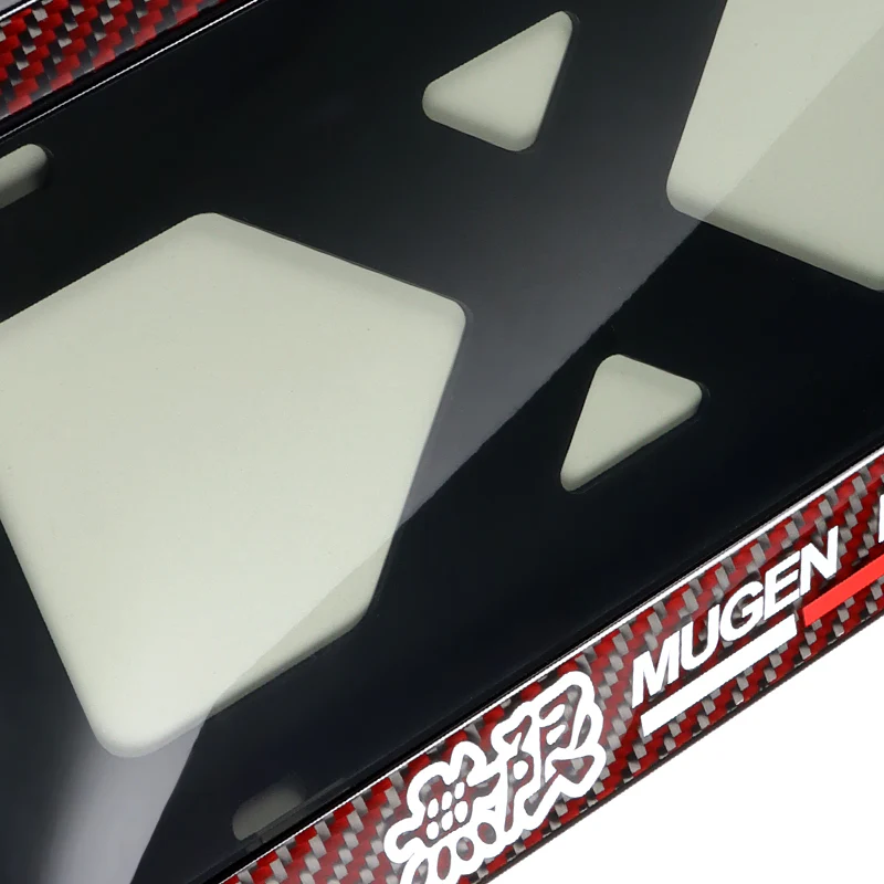 JDM MUGEN POWER Real Carbon Fiber License Plate Cover Protector Red Shield Frame with Bracket For Honda - Image 2