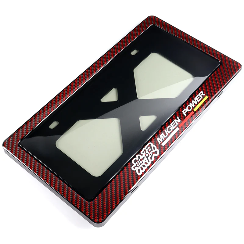 JDM MUGEN POWER Real Carbon Fiber License Plate Cover Protector Red Shield Frame with Bracket For Honda - Image 7