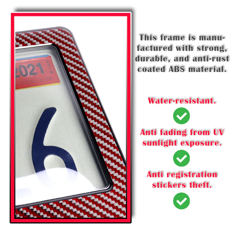 JDM MUGEN POWER Real Carbon Fiber License Plate Cover Protector Red Shield Frame with Bracket For Honda - Image 9