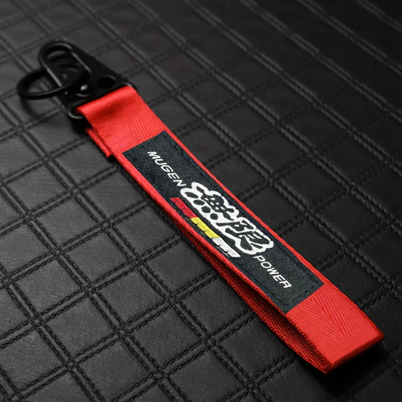 Mugen Red and Black Keychain with Metal Key Ring - Image 2