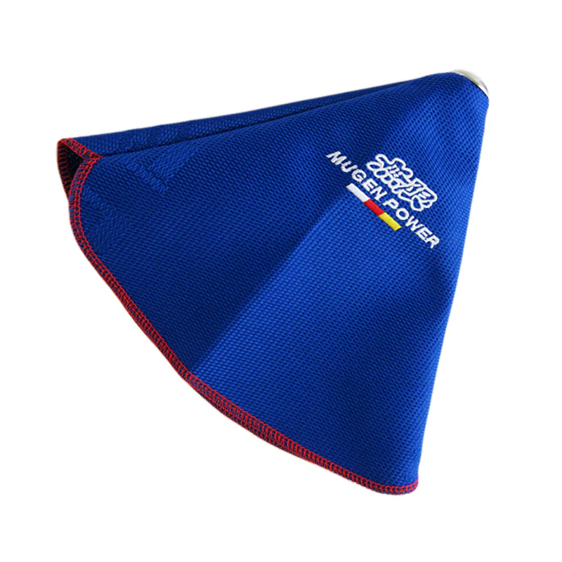 Mugen Red Stitched Blue Fabric Shifter Boot Cover - Image 3