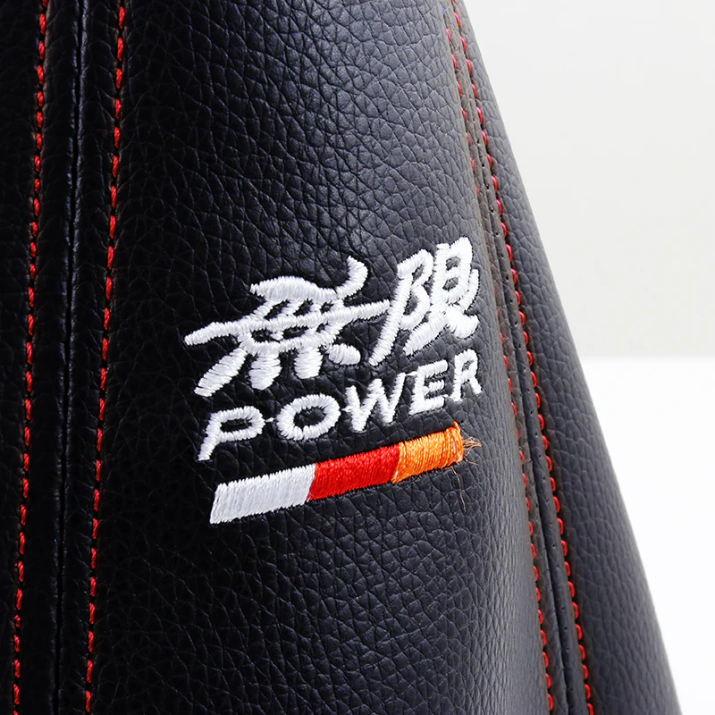 Mugen Red Stitched Black PVC Leather Shifter Boot Cover - Image 3