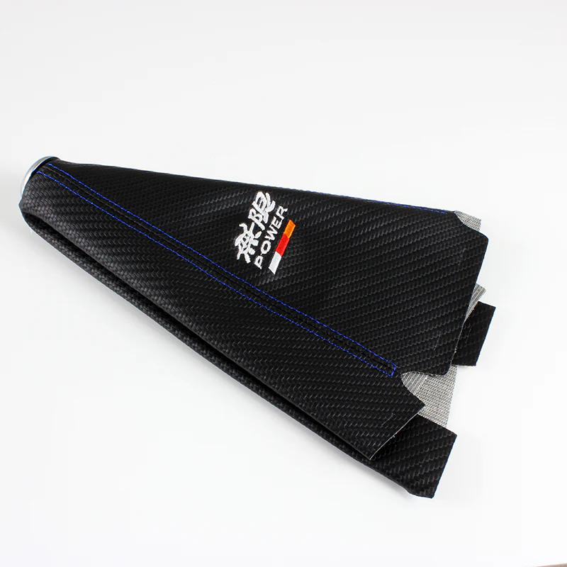 Mugen Blue Stitched Black Carbon Fiber Look Shifter Boot Cover - Image 3
