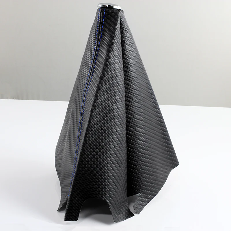 Mugen Blue Stitched Black Carbon Fiber Look Shifter Boot Cover - Image 4