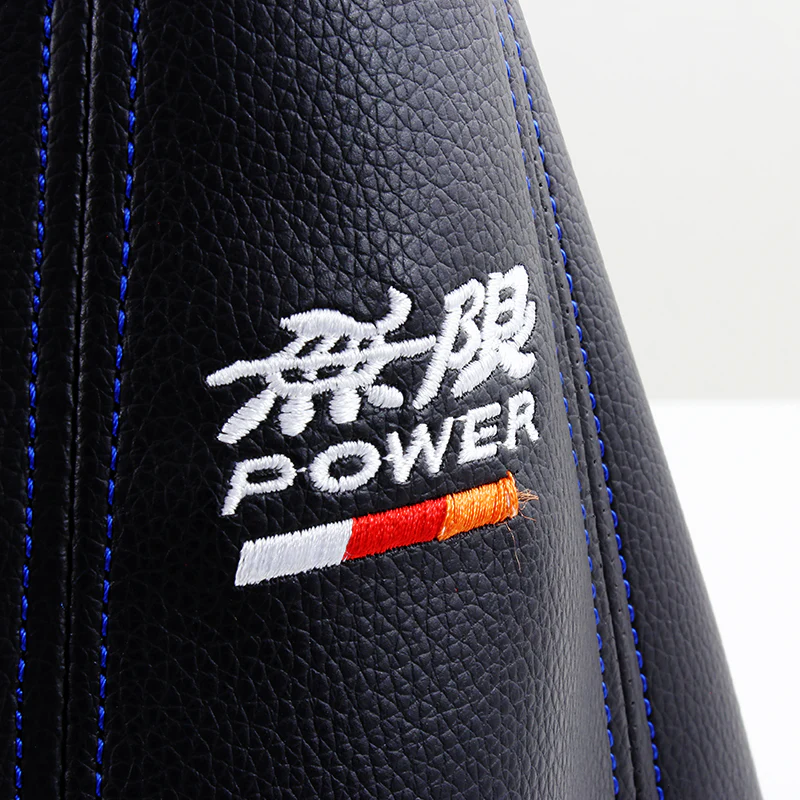 Mugen Blue Stitched Black PVC Leather Shifter Boot Cover - Image 3