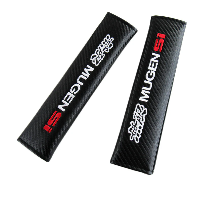 Mugen SI Black Carbon Fiber Look Seat Belt Cover x2 - Image 2