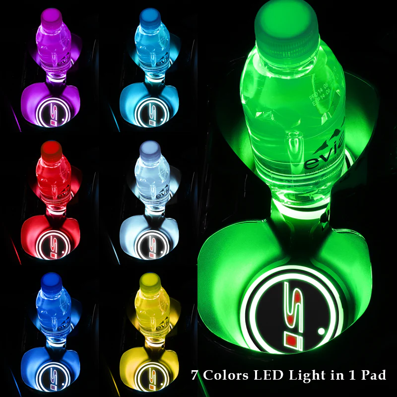 Honda Civic Mugen Si Set Car Center Console Armrest Cushion Mat Pad Cover with LED Cup Coaster Set - Image 3
