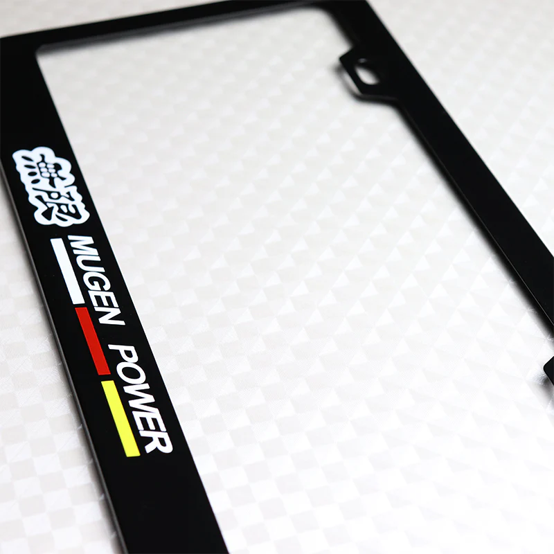 Mugen Black Stainless Steel License Plate Frame with Caps - Image 5