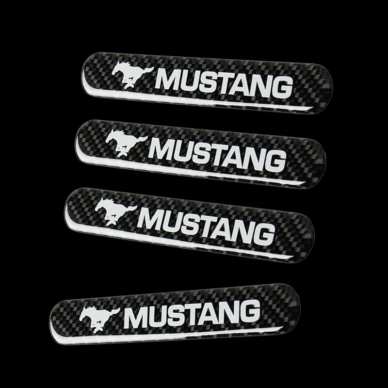 Mustang Carbon Fiber Car Door Rear Trunk Side Fenders Bumper Badge Scratch Guard Sticker New 4 pcs - Image 5