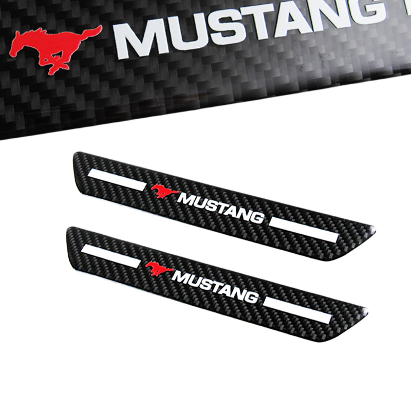 Mustang Carbon Fiber Car Door Welcome Plate Sill Scuff Cover Panel Sticker 4PC Set with LED Coaster - Image 3