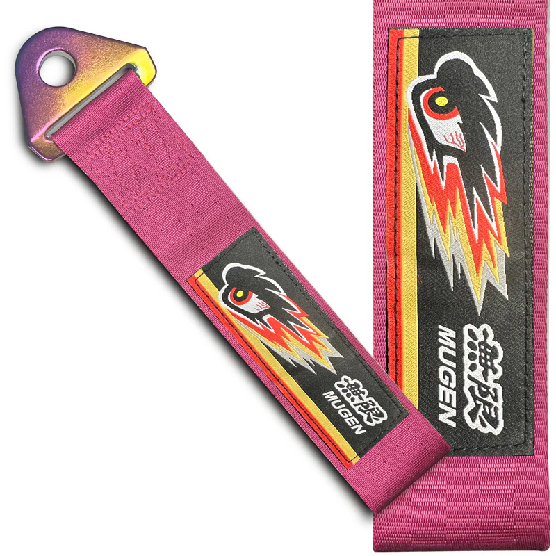 NEO CHROME FOR MUGEN RACING HIGH STRENGTH TOW PINK TOWING STRAP HOOK FOR HONDA BUMPER - Image 2