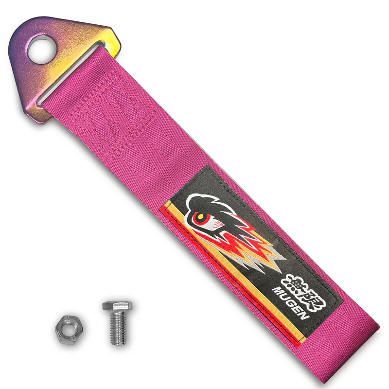 NEO CHROME FOR MUGEN RACING HIGH STRENGTH TOW PINK TOWING STRAP HOOK FOR HONDA BUMPER - Image 5