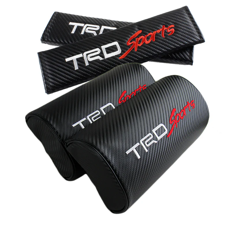 New 2pcs Set For JDM TRD Racing Car neck rest pillow & 2pcs Car seat belt cover - Image 4