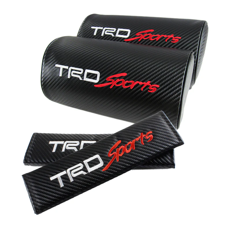 New 2pcs Set For JDM TRD Racing Car neck rest pillow & 2pcs Car seat belt cover - Image 7