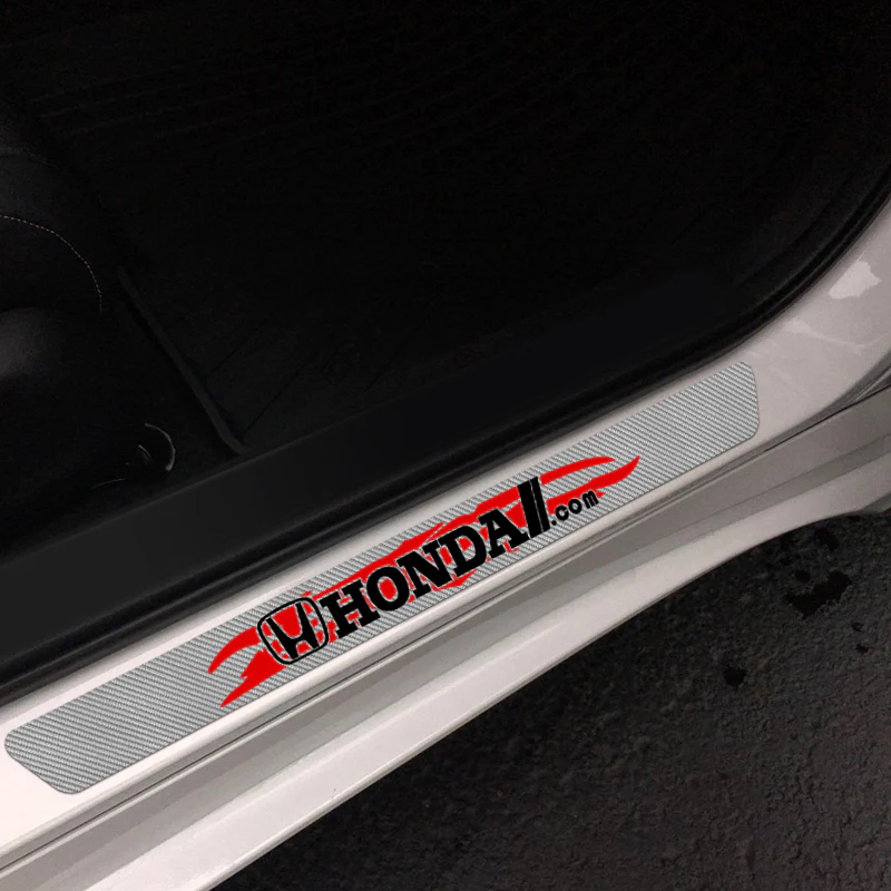 New 5D Carbon Fiber Texture Honda 4PCS Set Car Door Scuff Sill Cover Panel Step Protector - Image 2