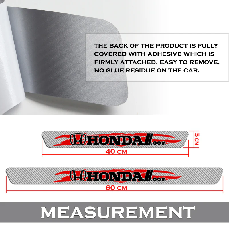New 5D Carbon Fiber Texture Honda 4PCS Set Car Door Scuff Sill Cover Panel Step Protector - Image 3