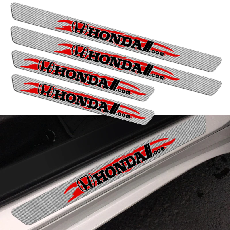 New 5D Carbon Fiber Texture Honda 4PCS Set Car Door Scuff Sill Cover Panel Step Protector - Image 4