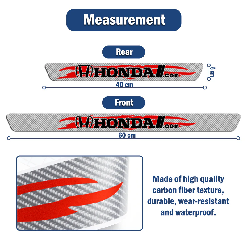 New 5D Carbon Fiber Texture Honda 4PCS Set Car Door Scuff Sill Cover Panel Step Protector - Image 5