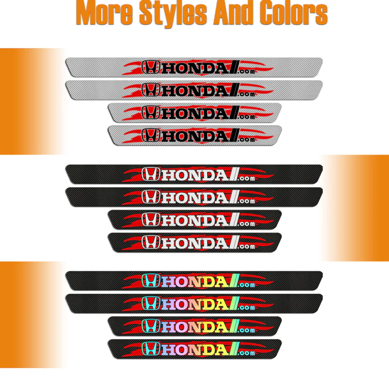 New 5D Carbon Fiber Texture Honda 4PCS Set Car Door Scuff Sill Cover Panel Step Protector - Image 6