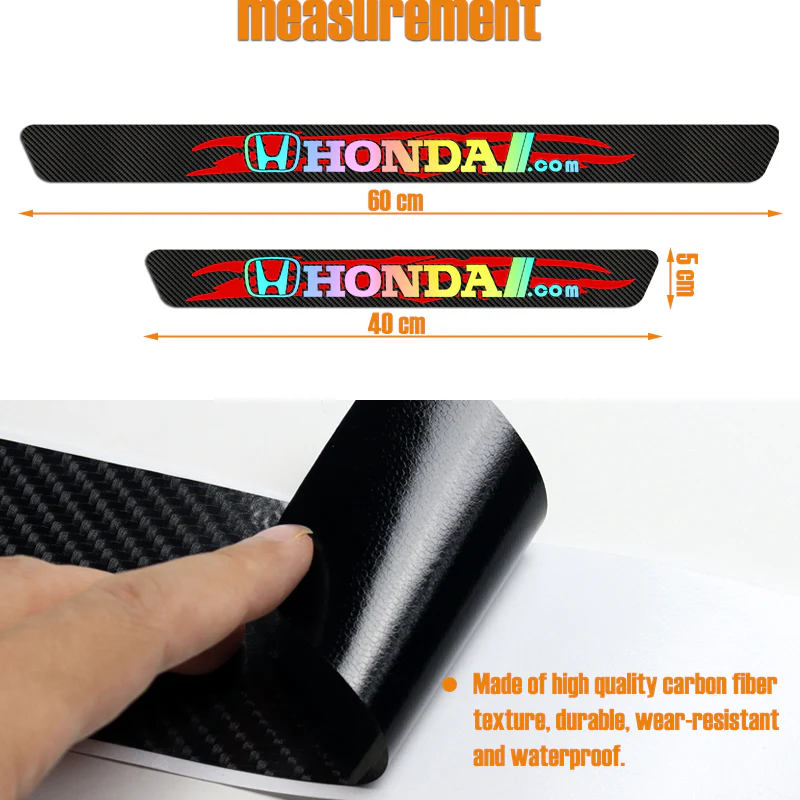 New 5D Carbon Fiber Texture Honda Car Door Scuff Sill Cover Panel Step Protector 4PCS Set - Image 2