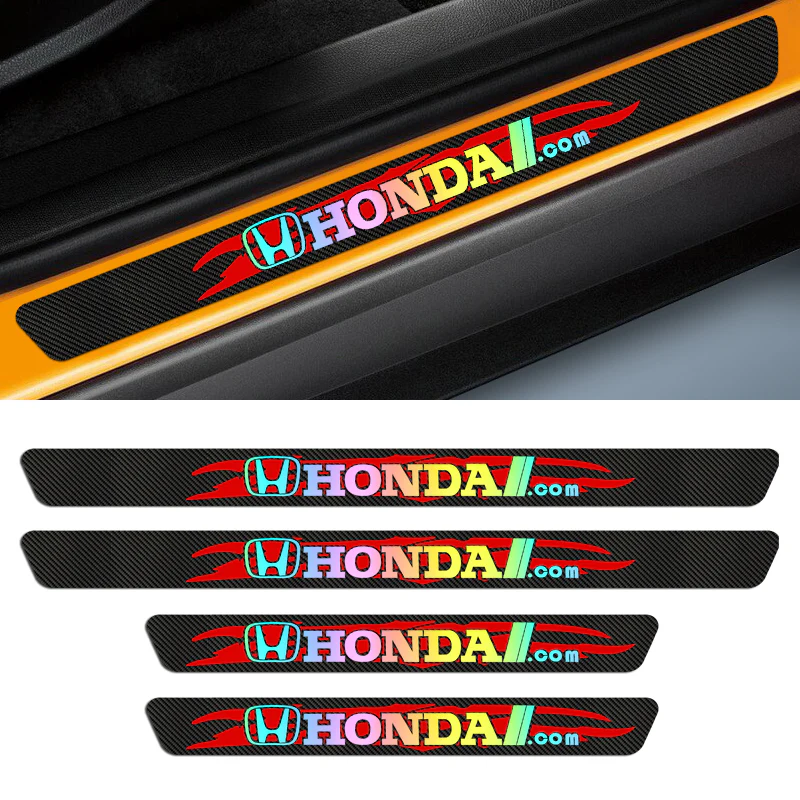 New 5D Carbon Fiber Texture Honda Car Door Scuff Sill Cover Panel Step Protector 4PCS Set - Image 3