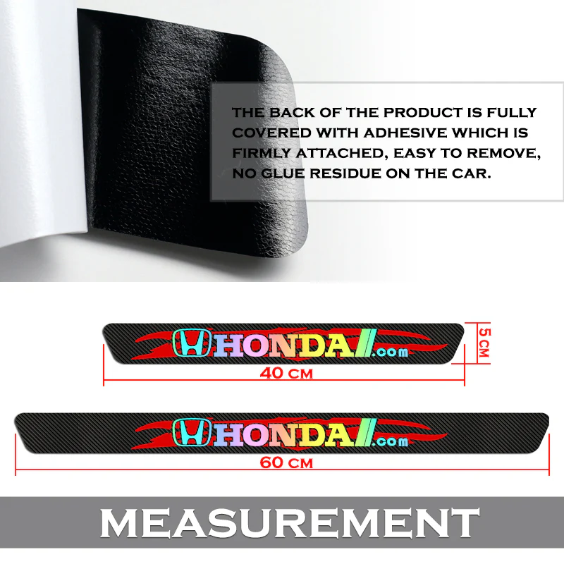 New 5D Carbon Fiber Texture Honda Car Door Scuff Sill Cover Panel Step Protector 4PCS Set - Image 4