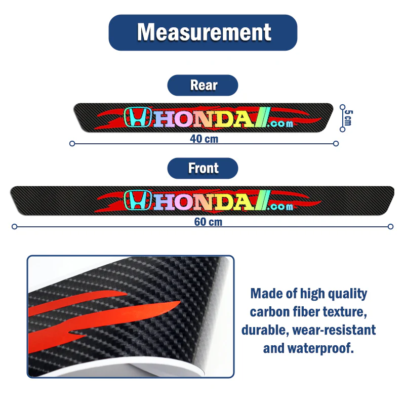 New 5D Carbon Fiber Texture Honda Car Door Scuff Sill Cover Panel Step Protector 4PCS Set - Image 5
