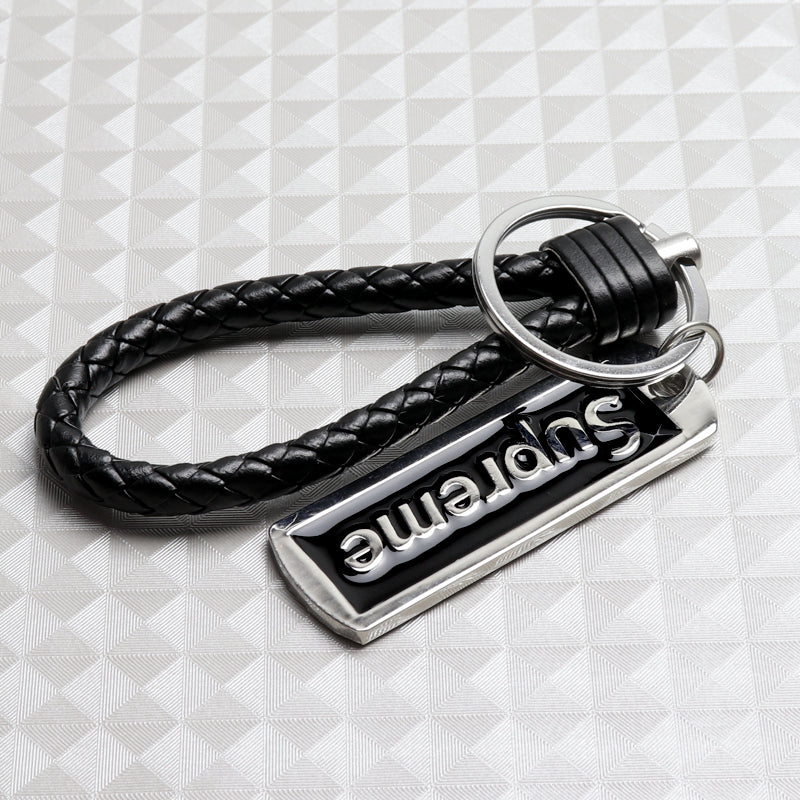 NEW Black Supreme3M Metal Pendant with Calf Leather Keychain Key Ring Tag Gift Deco x1 - Image 4