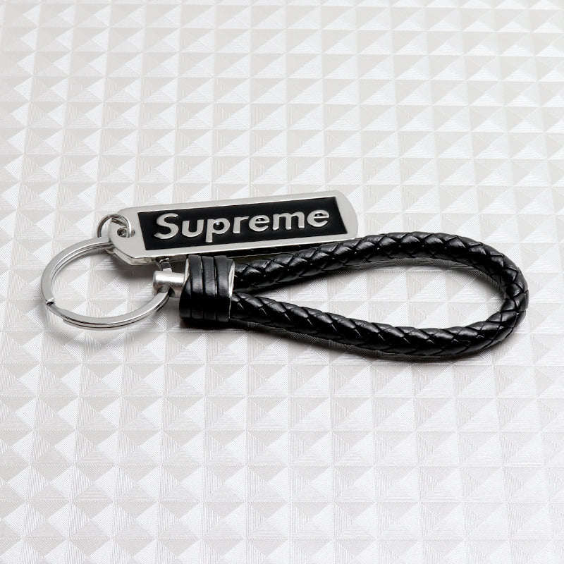 NEW Black Supreme3M Metal Pendant with Calf Leather Keychain Key Ring Tag Gift Deco x1 - Image 5