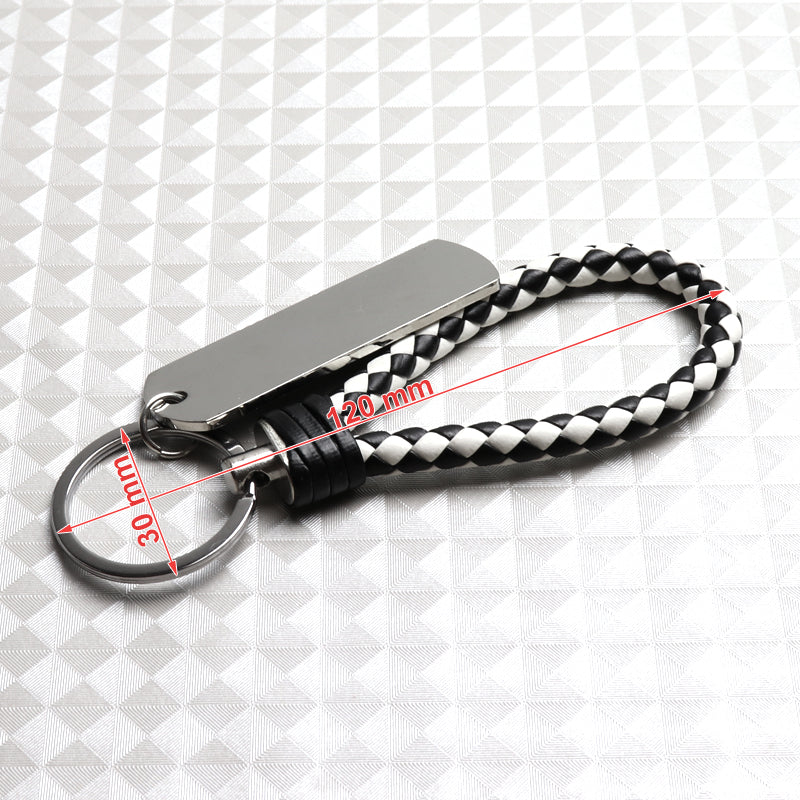 NEW Black & White Supreme3M Metal Pendant Tag with Calf Leather Keychain Key Ring 1PCS - Image 5